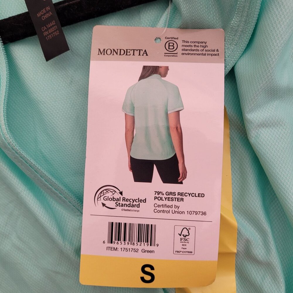 Mondetta Women's Active 1/4-Zip Short Sleeve Mesh Polo Shirt Green Small - Picture 9 of 11